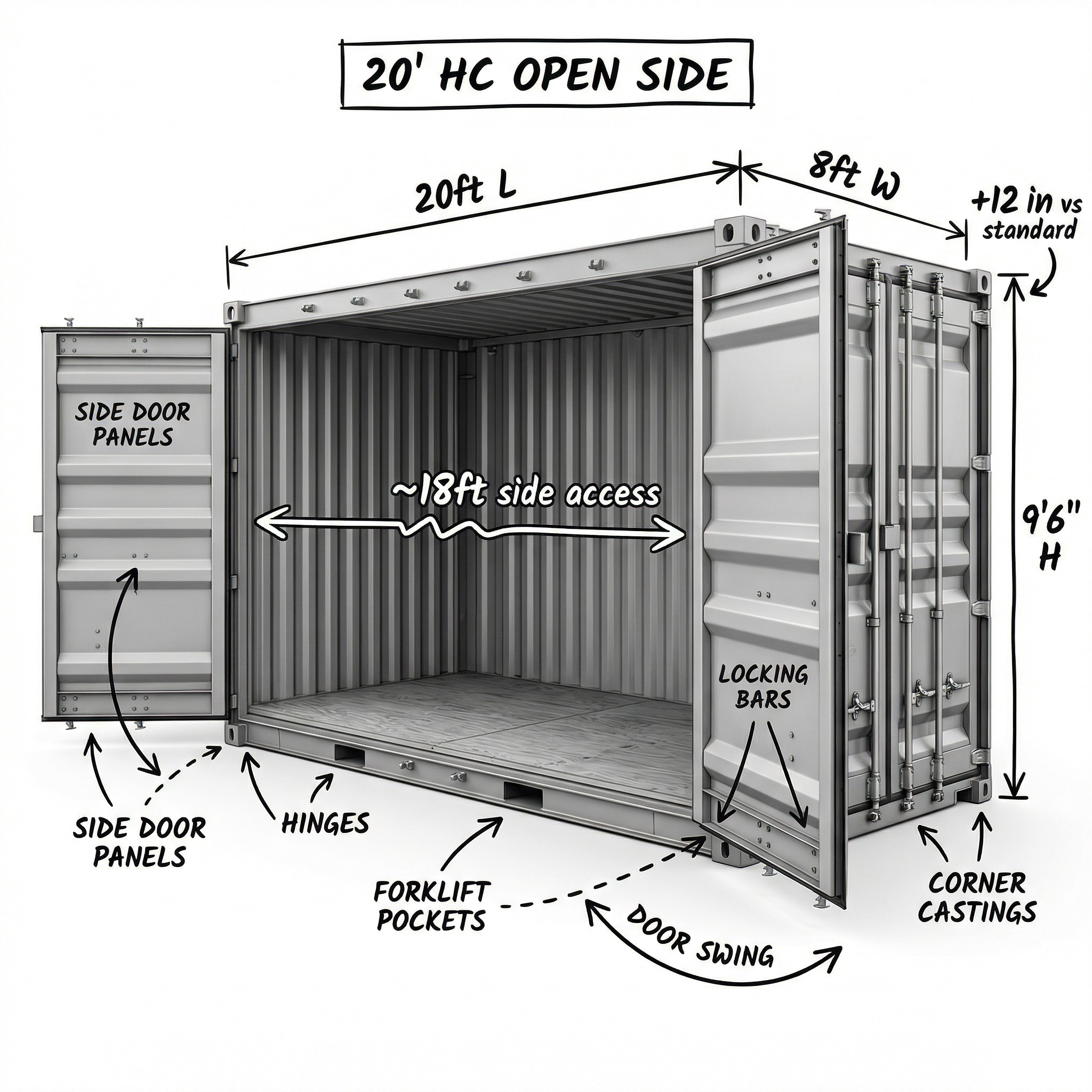 20' High Cube Open Side